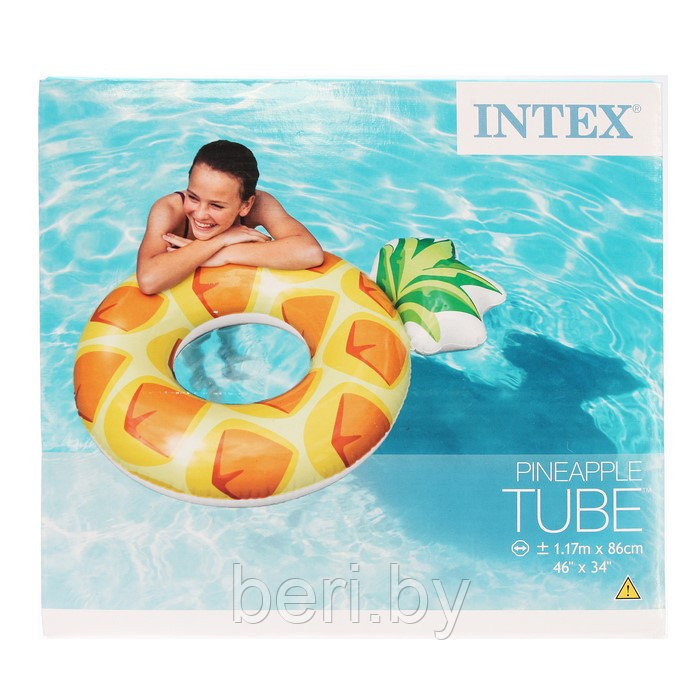 INTEX 56266NP Круг надувной для плавания "Ананас" (117x86 см), от 9 лет, интекс - фото 3 - id-p100138944