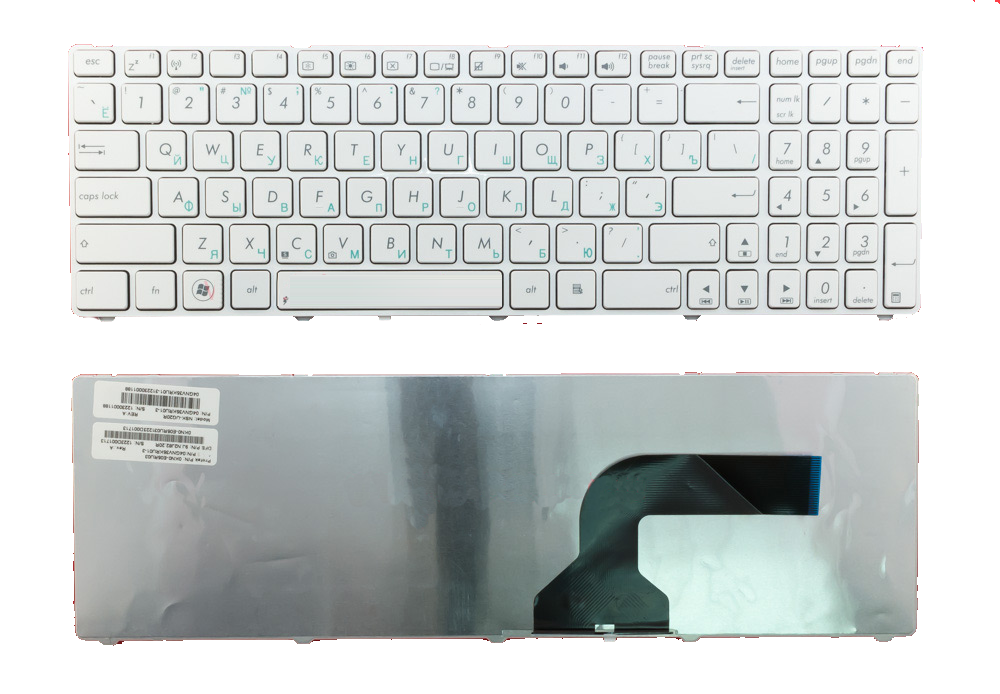 Клавиатура ноутбука ASUS A52 белая - фото 1 - id-p5300502