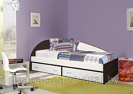 Кровать подростковая односпальная Крепыш-03 с ящиками в цвете бодега светлая/венге