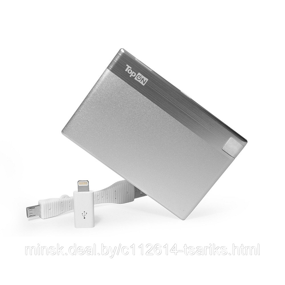 Внешний аккумулятор TopON TOP-CARD 850mAh (3Wh), Lightning, micro-USB - фото 1 - id-p101238149