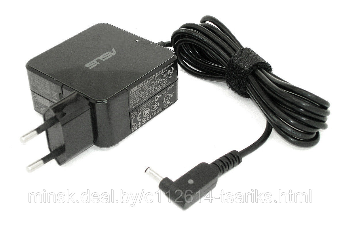 Блок питания (зарядное) Asus 4.0x1.35мм, 33W (19V, 1.75A) с сетевым кабелем, ORG (square shape) - фото 1 - id-p101236156