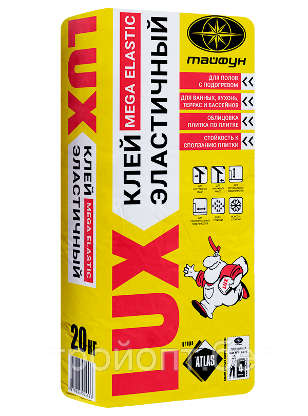 Клей повышенной эластичности для плитки Тайфун LUX MEGA ELASTIC, 20 кг, РБ - фото 2 - id-p101268839