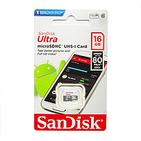 Карта памяти micro SDHC 16 GB SanDisk Class10 Ultra 80MB/s