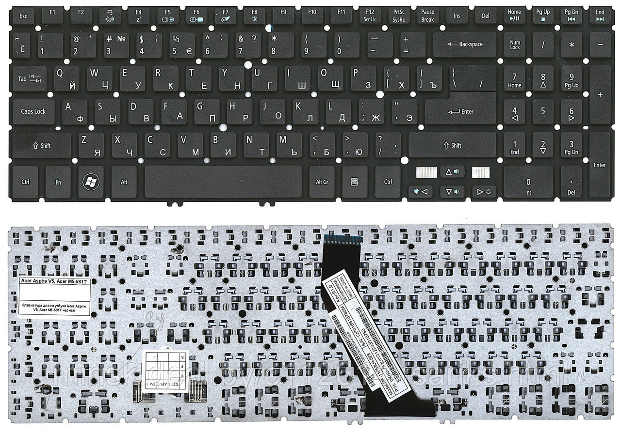 Клавиатура для ноутбука Acer Aspire V5-531, V5-551, V5-552, V5-571, V5-572, V7-581, V7-582, M3-581, M5-581 - фото 1 - id-p101236496