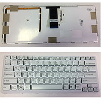 Клавиатура для ноутбука Sony Vaio SVE14A1 серебряная, с рамкой, с подсветкой