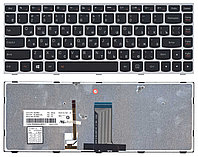 Клавиатура для ноутбука Lenovo IdeaPad Flex 2-14, G40-30, G40-70 черная, рамка серебряная, с подсветкой