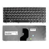 Клавиатура для ноутбука Lenovo IdeaPad Z450, Z460, Z460A Series. Плоский Enter. Черная, с серой рамкой. PN: