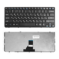 Клавиатура для ноутбука Sony Vaio SVE14, SVE14111, SVE14129. Series. Плоский Enter. Черная, с черной рамкой.