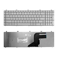 Клавиатура для ноутбука Asus N75, N75S,N75SF, N75SL Series. Плоский Enter. Серебристая, без рамки. PN: