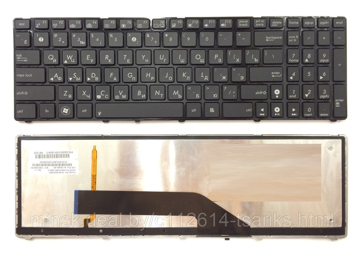 Клавиатура для ноутбука Asus K50, K60, K70 черная, с подсветкой - фото 1 - id-p101235070