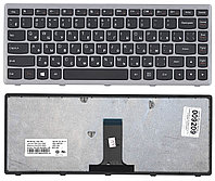 Клавиатура для ноутбука Lenovo IdeaPad G400S черная, рамка серебряная