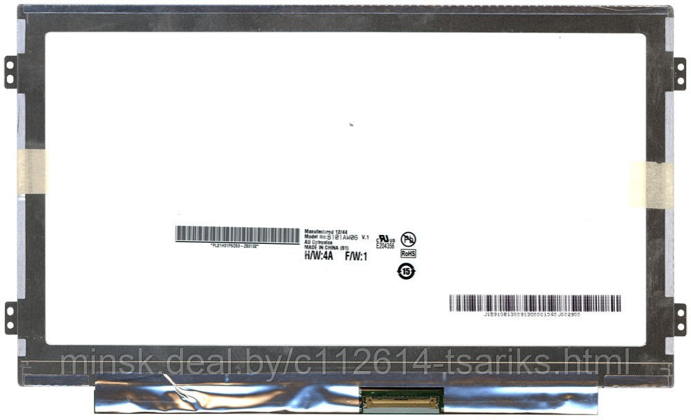 Матрица для ноутбука 10.1", 1024x600, LED, 40 pins, SLIM, уши по бокам, Глянцевая, B101AW06 V.1 - фото 1 - id-p101236806