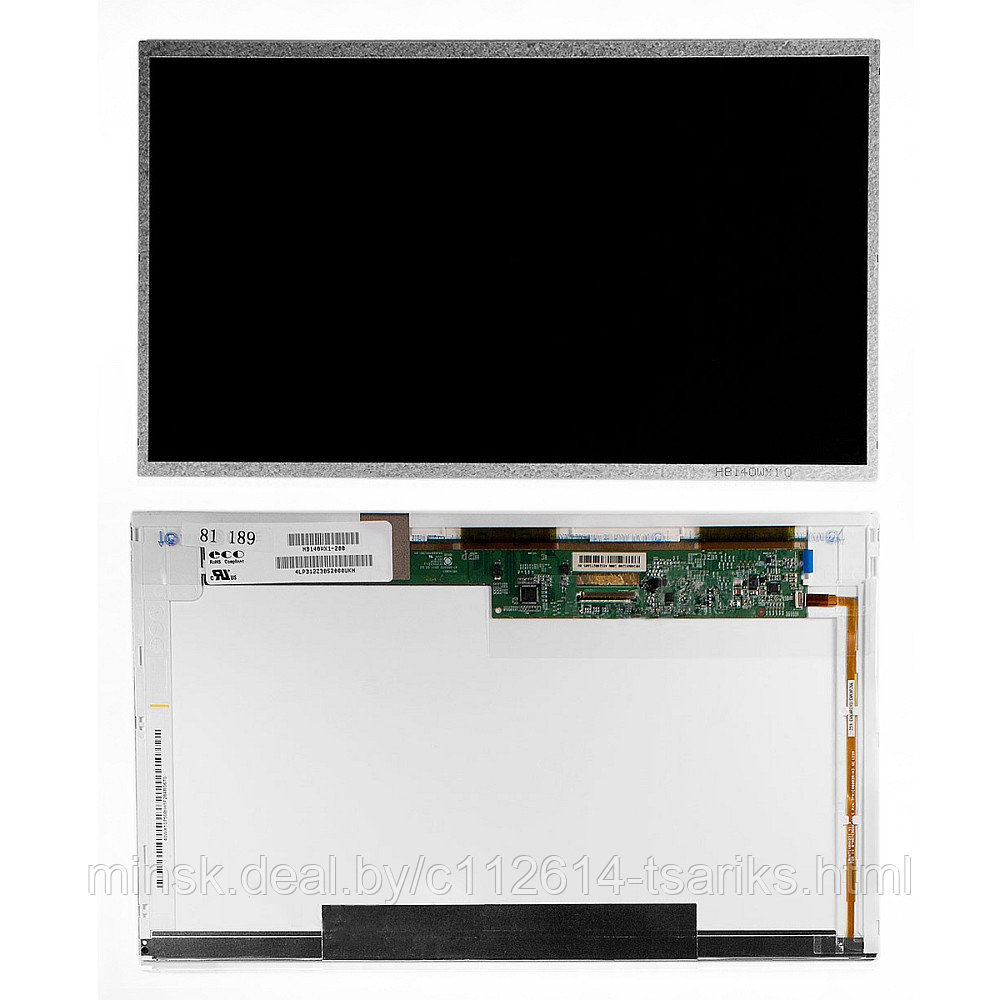 Матрица для ноутбука 14" 1366x768 WXGA, 40 pin LVDS, Normal, LED, TN, без крепления, глянцевая. PN: B140XW01 - фото 1 - id-p101238861