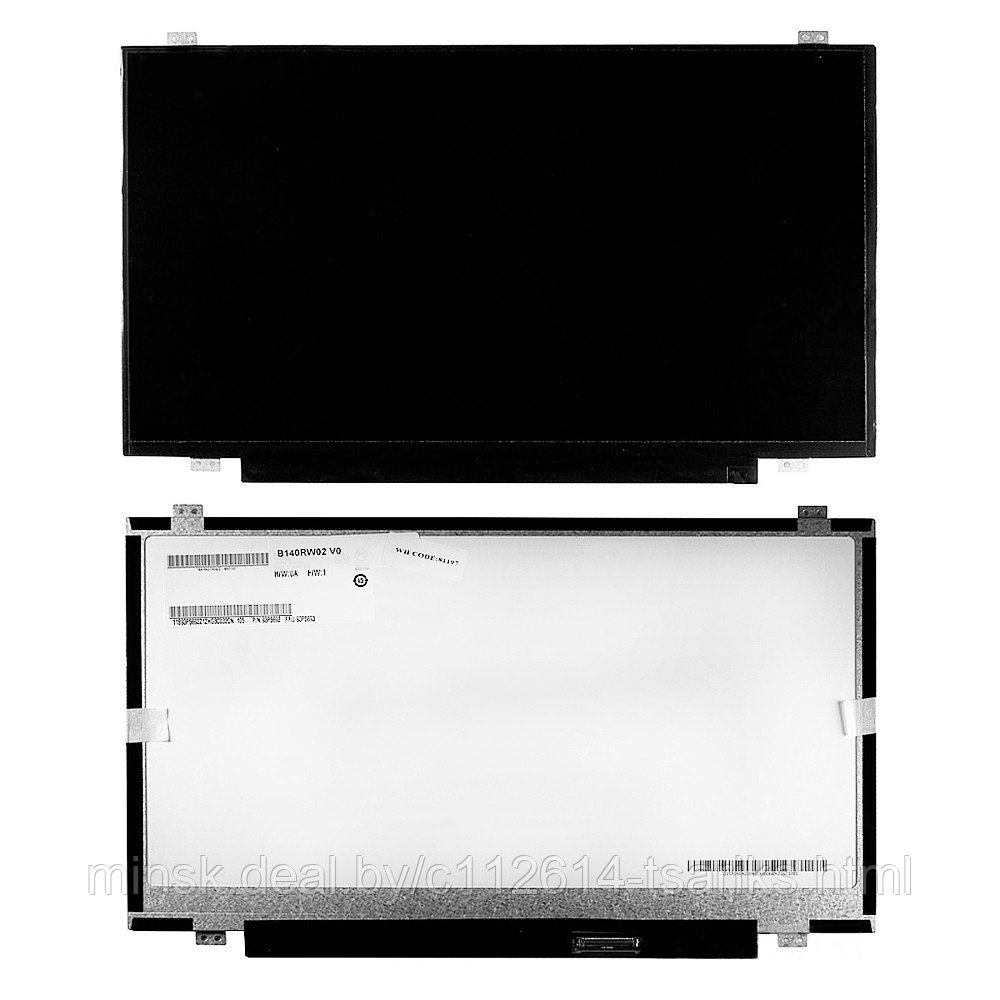 Матрица для ноутбука 14" 1600x900 HD+, 40 pin LVDS, Slim, LED, TN, крепления сверху/снизу (уши), глянцевая. - фото 1 - id-p101238297