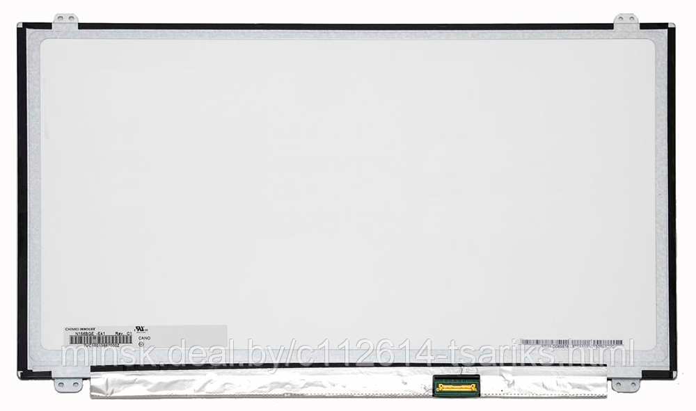 Матрица для ноутбука 15.6", 1366x768, LED, 30 pins eDP, SLIM, уши вверх/вниз, Глянцевая, N156BGE-E41 - фото 1 - id-p101238113