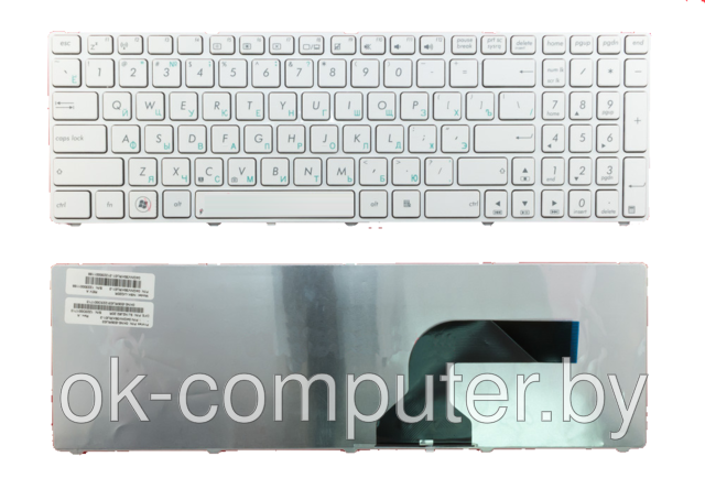 Клавиатура для ноутбука ASUS A52. Белая. В Рамке. Русскоязычная