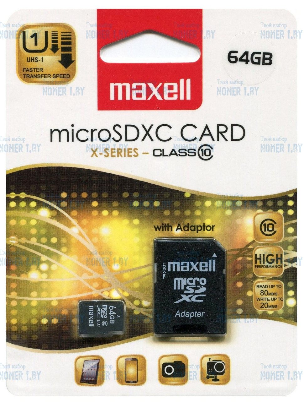 Карта памяти Maxell microSDXC 64GB UHS-1 - фото 1 - id-p101320917