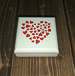 Шкатулка для колец "Два сердца" с кантом, белая с ручной росписью, фото 4
