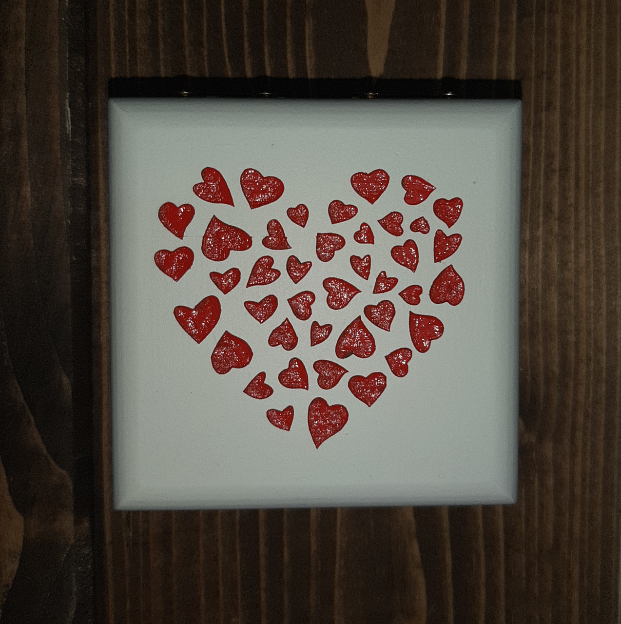Шкатулка для колец "Два сердца" с кантом, белая с ручной росписью - фото 5 - id-p101332630