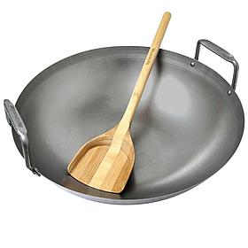 Сковорода вок из карбона в комплекте с лопаткой из бамбука (GRILL WOK