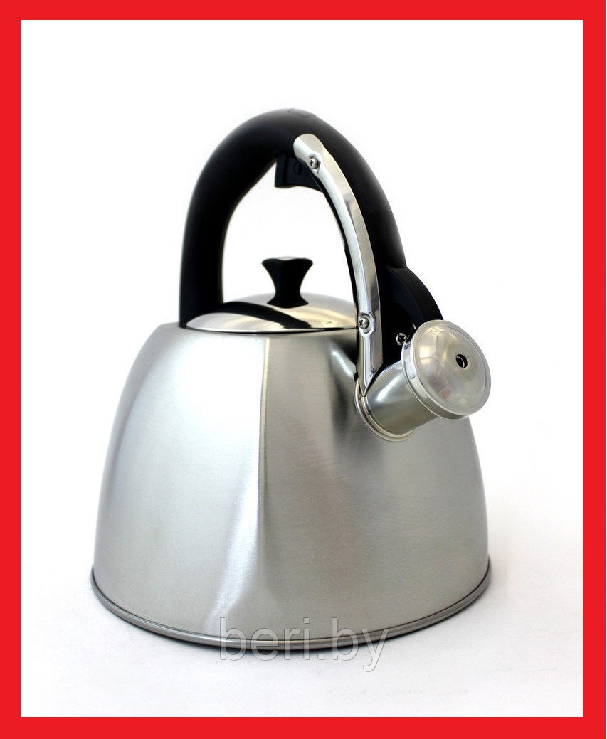 HM-55113 Чайник металлический со свистком объемом 2,3 литра Hoffmann, нержавеющая сталь - фото 1 - id-p101345320