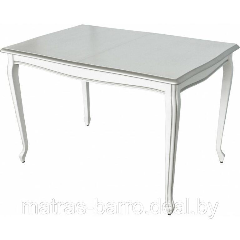 Обеденный раздвижной стол Кабриоль 120х80 см (тон 16 эмаль белая/патина серебро) - фото 3 - id-p101459723