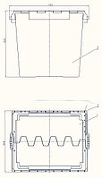 Ящик  800х600х620 мм пластиковый с двумя крышками на завесах, сплошной, фото 3