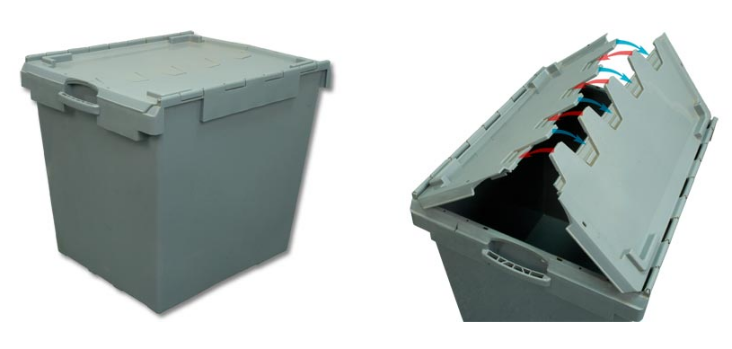 Ящик 800х600х620 мм пластиковый с двумя крышками на завесах, сплошной - фото 1 - id-p68678992