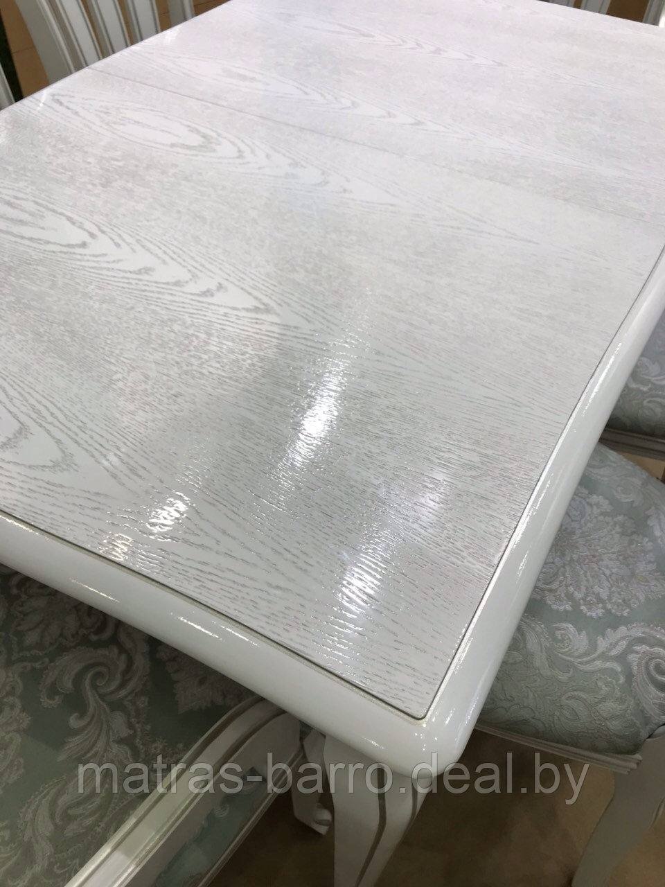 Обеденный раздвижной стол Кабриоль 120х80 см (тон 16 эмаль белая/патина серебро) - фото 2 - id-p101459723