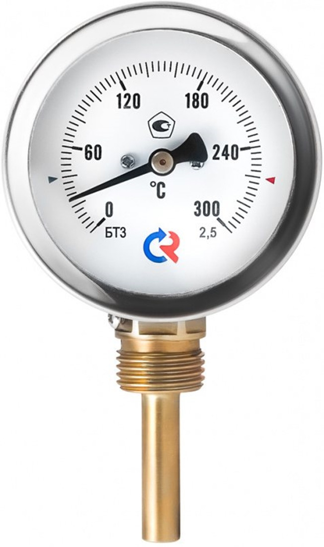 Термометр биметаллический БТ-32.211(-40-60С)G1/2.64.2,5 радиальный d=63мм - фото 1 - id-p100987981