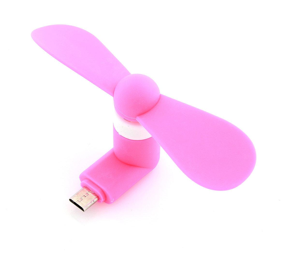 Мини вентилятор SiPL в разъем microUSB розовый, фото 1