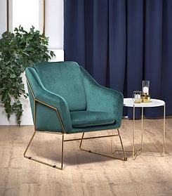 Кресло Halmar SOFT 3 (темно-зеленый/золотой)