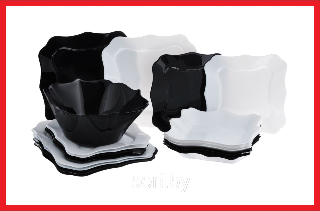 E6195 Столовый сервиз, набор тарелок Luminarc Authentic Black&White, 19 предметов, 6 персон - фото 1 - id-p101493773