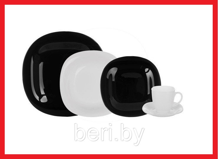 N1500 Столовый сервиз, набор тарелок Luminarc Carine Black White, 30 предметов - фото 2 - id-p101494476