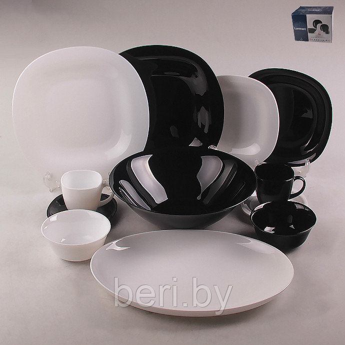 P4676 Набор тарелок, набор посуды Luminarc Carine Black/White, 38 предметов, 6 персон - фото 2 - id-p101528018