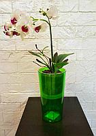 Кашпо для орхидей "Камелия" PS cо вставкой, зеленый