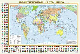 Политическая карта мира с флагами (А0, 1170х790)