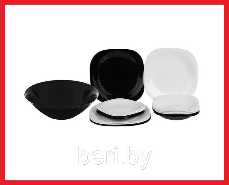 N1491 Столовый сервиз, набор посуды, набор тарелок Luminarc Carine Black/White N1491, 19 предметов, 6 персон - фото 1 - id-p101523591