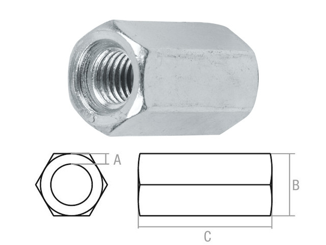 Гайка М16 удлиняющая, цинк (20 шт в карт. уп.) STARFIX - фото 1 - id-p101561870