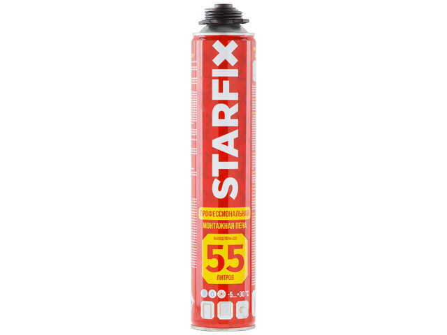 Пена монтажная профессиональная всесезонная STARFIX Gunfoam (750мл) (Выход пены до 55 литров)