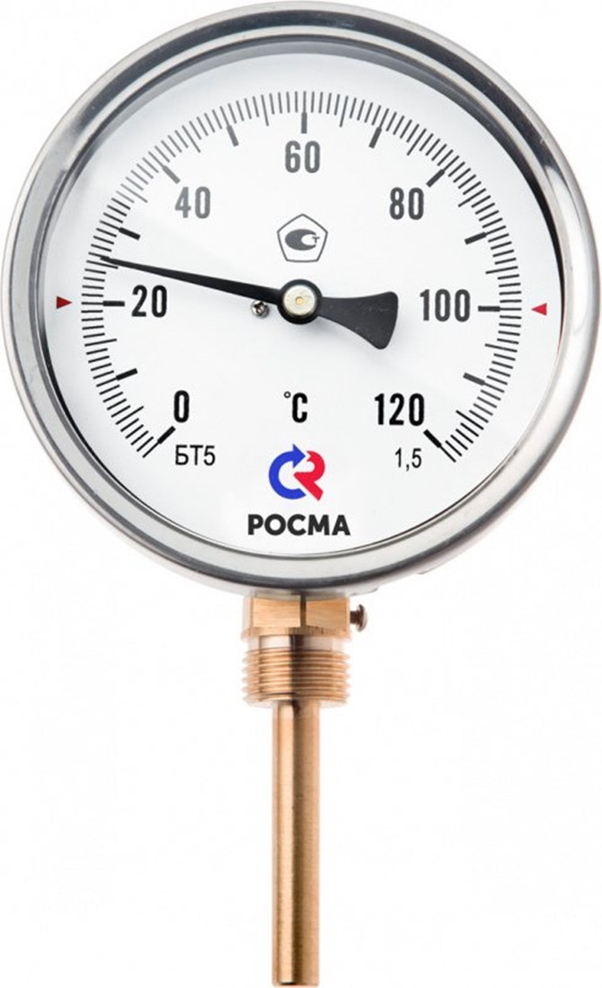 Термометр биметаллический БТ-52.211(0-100С)М20х1,5.46.1,5 радиальный d=100мм