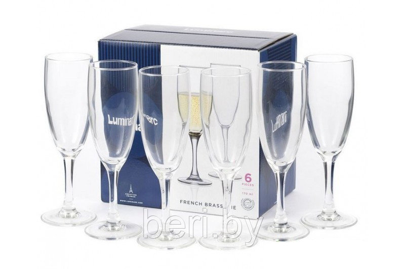 H9452 Luminarc Набор бокалов,, фужеров для вина, шампанского French Braserrie 170 мл, 6 штук - фото 5 - id-p101607774