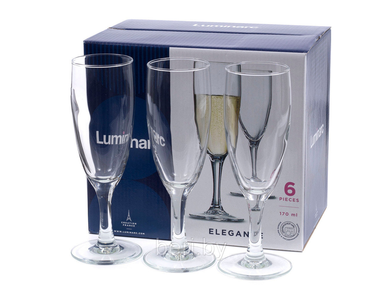P2505 Набор бокалов, фужеров для вина, шампанского Luminarc Elegans 170 мл, 6 штук - фото 3 - id-p101607782