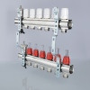 Коллекторный блок латунный с термостатическими клапанами и расходомерами - фото 6 - id-p101643068