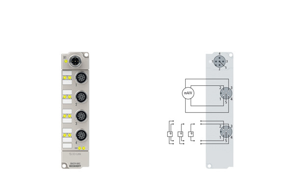 ERI4374-0002 | 2-channel analog input + 2-channel analog output ±10 V or 0/4…20 mA, parameterisable, 16 bit