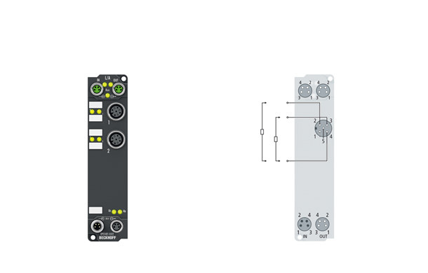 EP3182-1002 | 2-channel analog input ±10 V or 0/4 20 mA, parameterisable, single-ended, 16 bit, 2 digital control outputs, 24 V DC, - фото 1 - id-p101663851