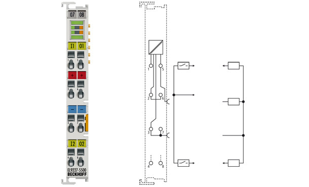 EL9227 | Overcurrent protection terminal, 24 V DC, 2-channel, max. ∑ 10 A, adjustable, extended functionalities