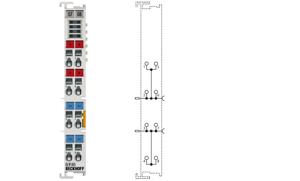 EL9185 | Potential distribution terminal, 4 terminal points at 2 power contacts