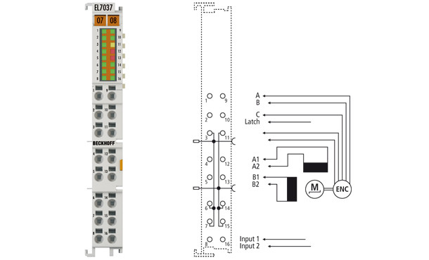 EL7037 | Stepper motor terminal 24 V DC, 1.5 A, with incremental encoder, vector control