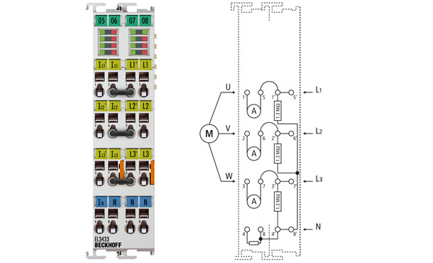 EL3433 | 3-phase power measurement terminal 500 V AC, 10 A